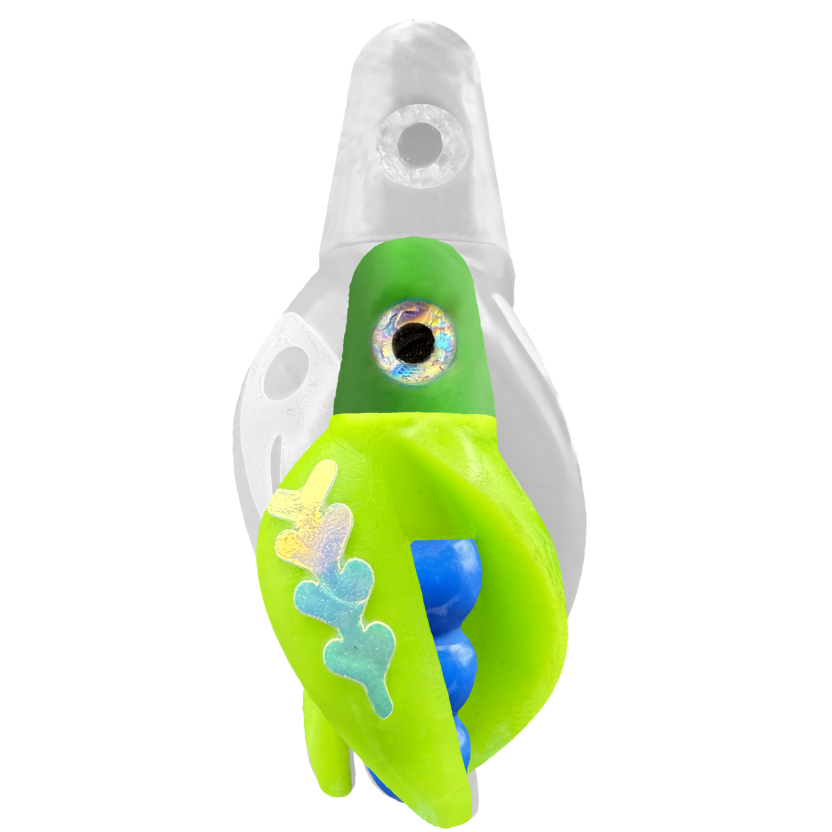 TailSpin Scud MINI H-Green B-Blue T-Chartreuse (Fishbone Glow-MoonJelly)