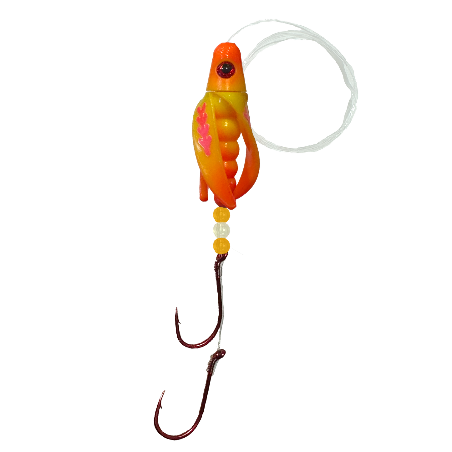 TailSpin Scud Rigged Fluo Yellow Orange (Fishbone Pink Orange)