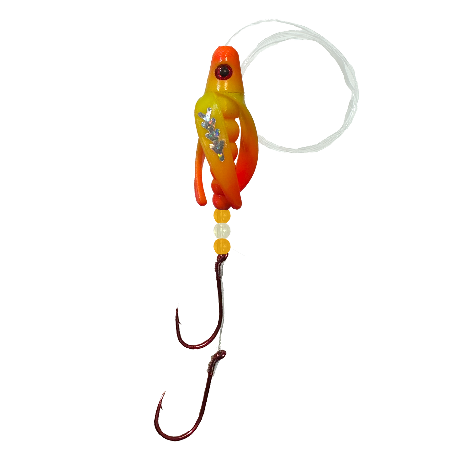 TailSpin Scud Rigged Fluo Yellow Orange (Fishbone Silver)