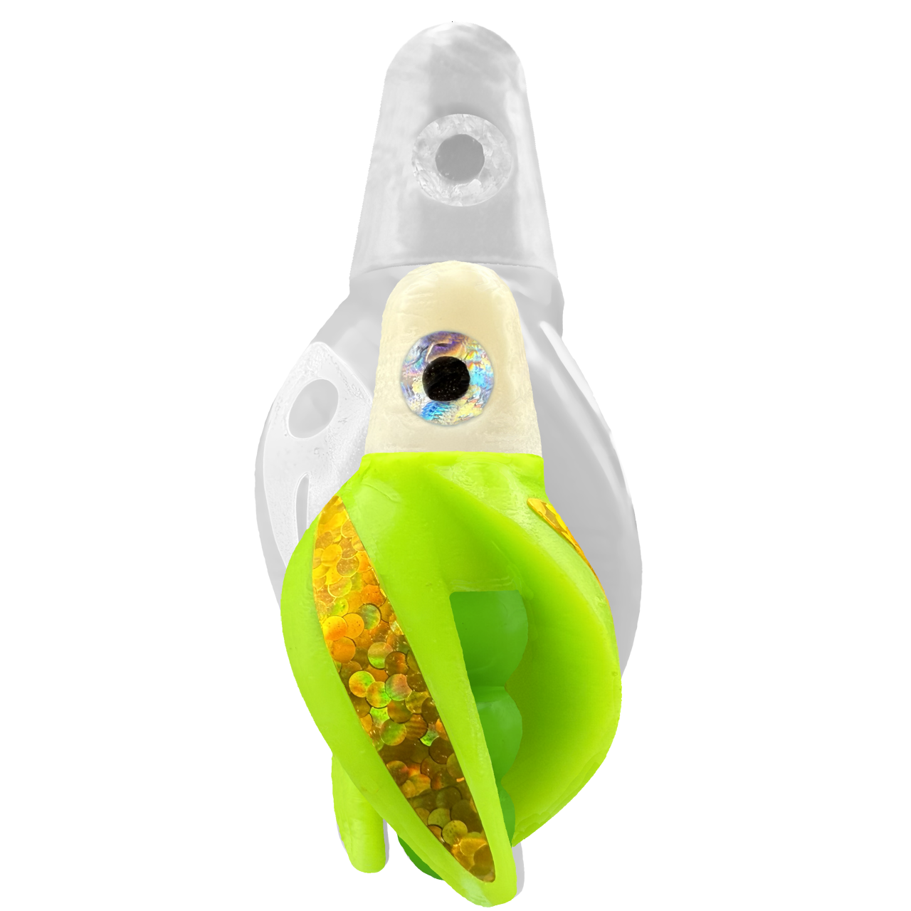 TailSpin Scud MINI H-White B-Green T-Chartreuse (Stripe Gold)