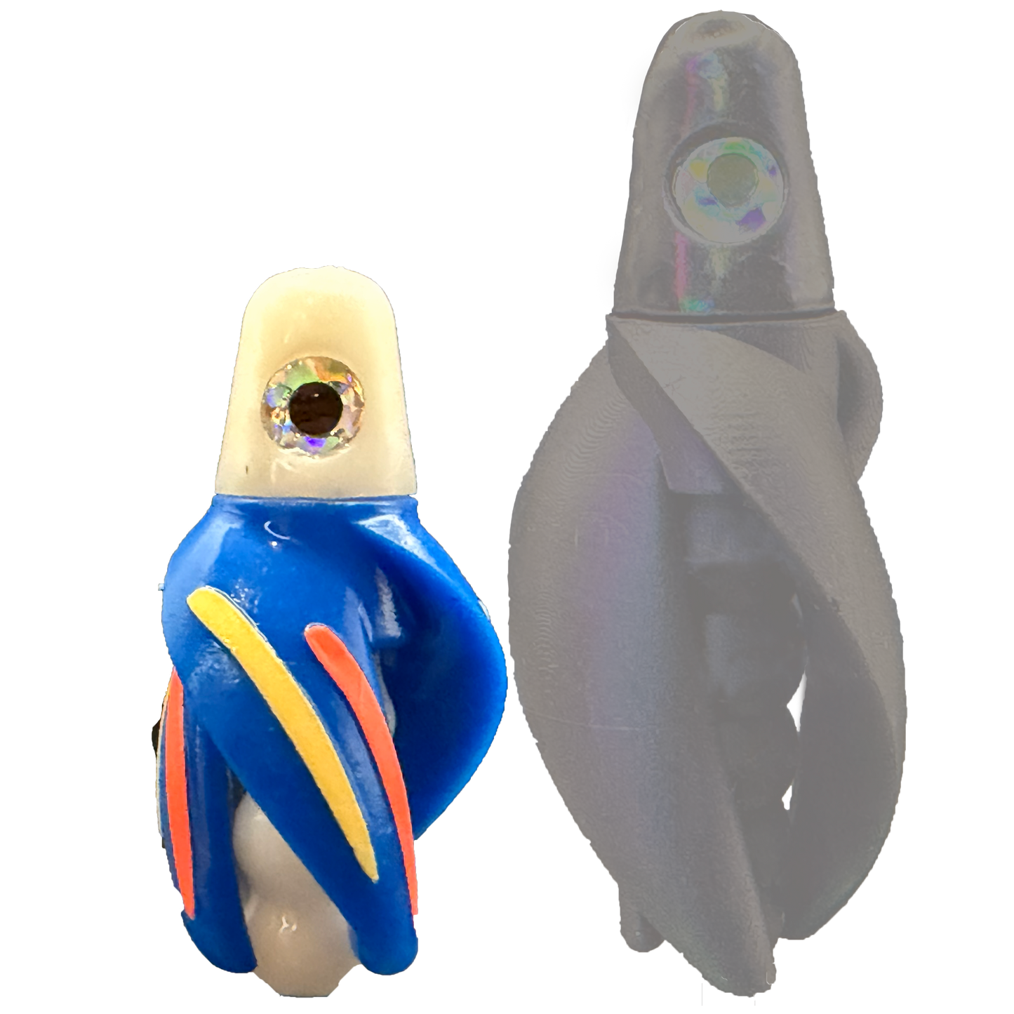 TailSpinMini-Scud Fluo White Blue (Glow Red Yellow) Kokanee Lure