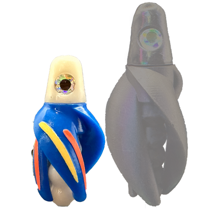 TailSpinMini-Scud Fluo White Blue (Glow Red Yellow) Kokanee Lure