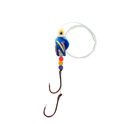 TailSpinMini-Scud Fluo White Blue (Glow Red Yellow) Kokanee Lure