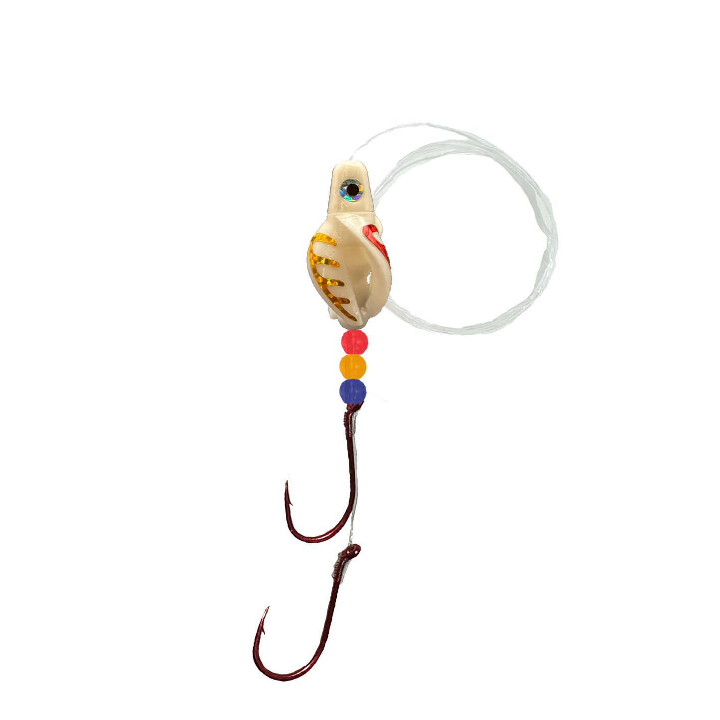 TailSpinMini-Scud Fluo White (Reflective Blue Red Gold) Kokanee Lure