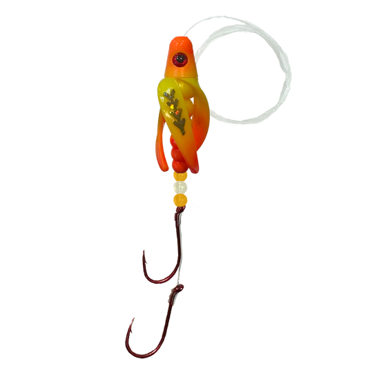 TailSpin Scud Rigged Fluo Yellow Orange (Fishbone Gold)