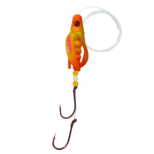 TailSpin Scud Rigged Fluo Yellow Orange (Fishbone Pink Orange)